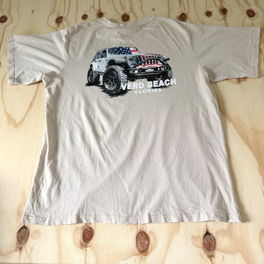 Jeep Logo Short Sleeve American Patriotic Crew Neck Tshirt Tee 2X-Large